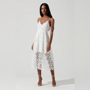 LACE A LINE MIDI DRESS - color WHITE, size XS